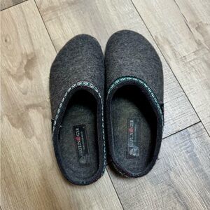 Unisex Haflinger Gray Wool Slip-On Mule Clogs